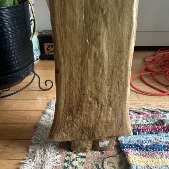 Handcrafted Large Wooden Artisan Cat Figurine Indonesia  - Cream and Brown - Picture 13 of 16